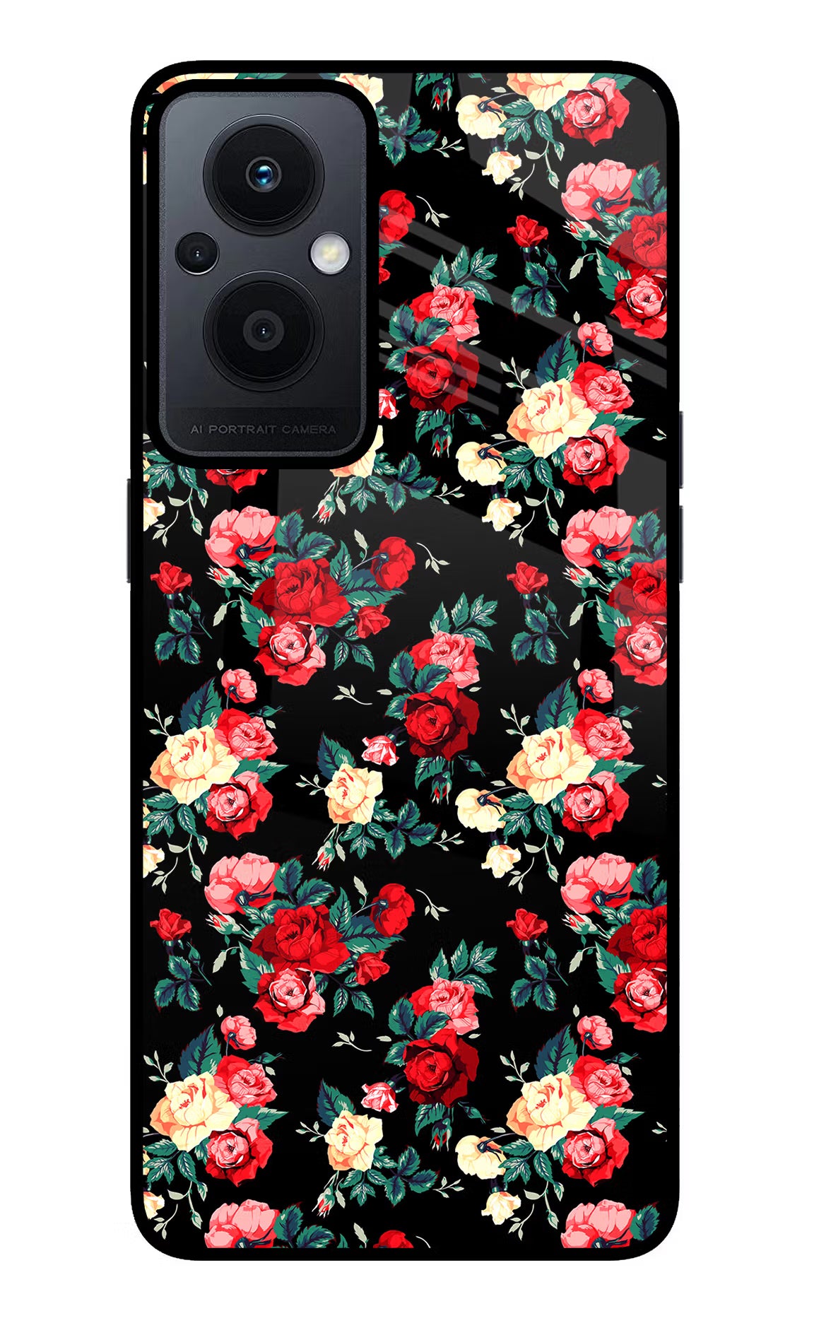 Rose Pattern Oppo F21 Pro 5G Glass Case Back Cover by Casekaro