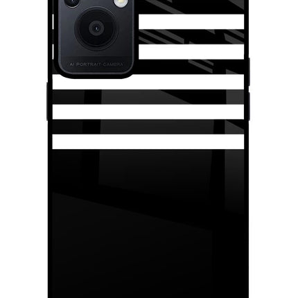 Black and White Print Oppo F21 Pro 5G Glass Case Back Cover by Casekaro