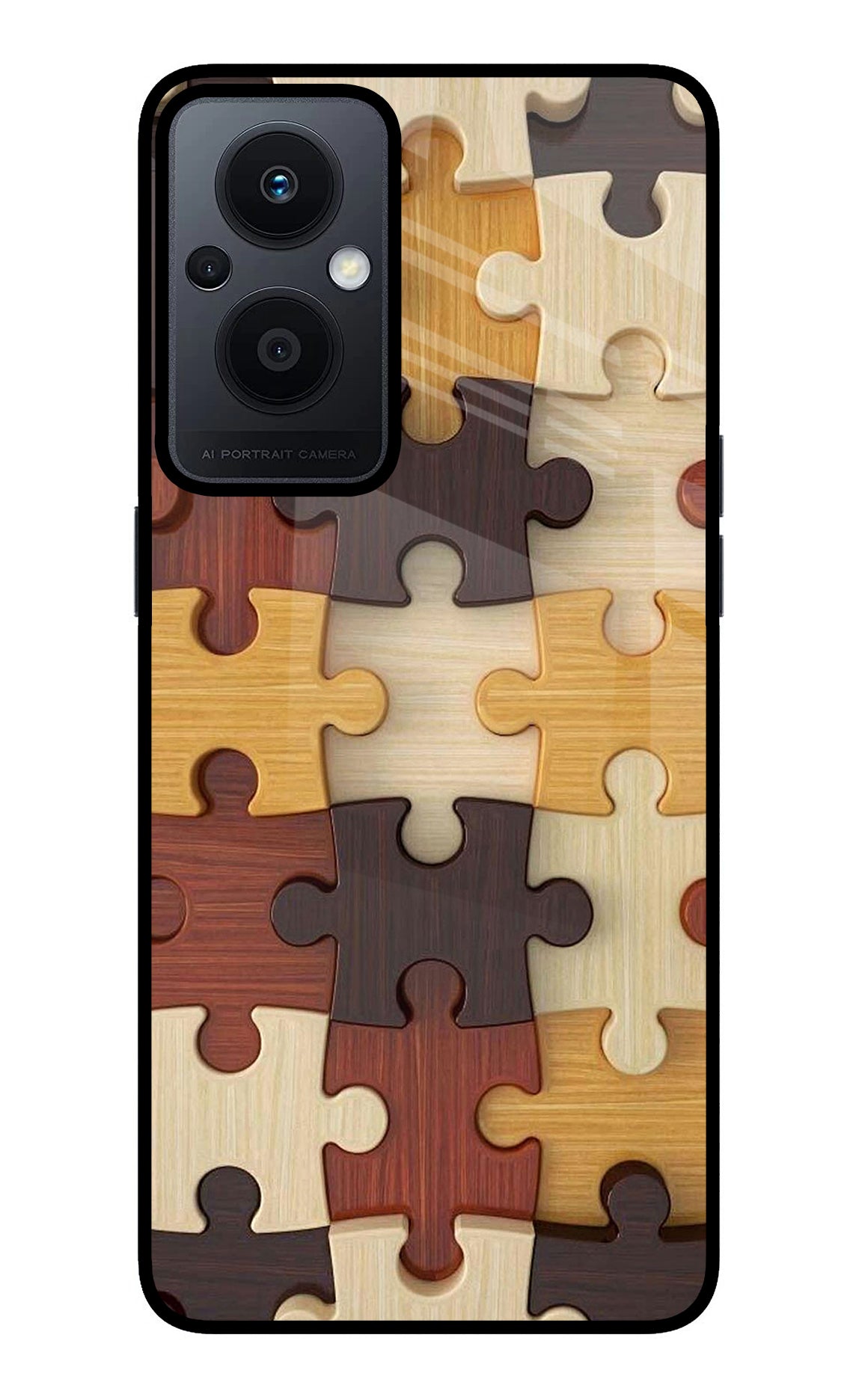 Wooden Puzzle Oppo F21 Pro 5G Glass Case