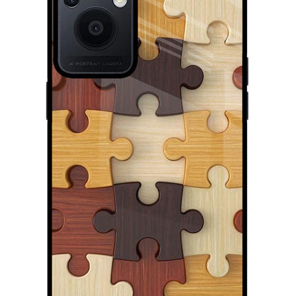 Wooden Puzzle Oppo F21 Pro 5G Glass Case Back Cover by Casekaro