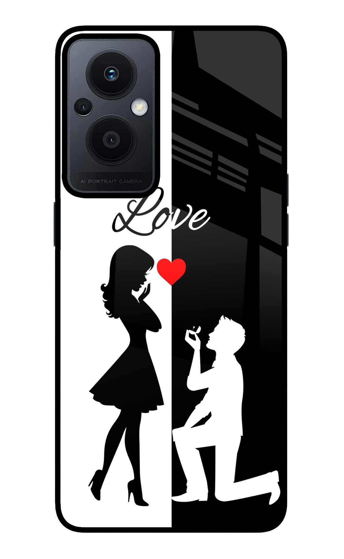 Love Propose Black And White Oppo F21 Pro 5G Glass Case