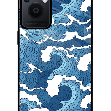 Blue Waves Oppo F21 Pro 5G Glass Case Back Cover by Casekaro
