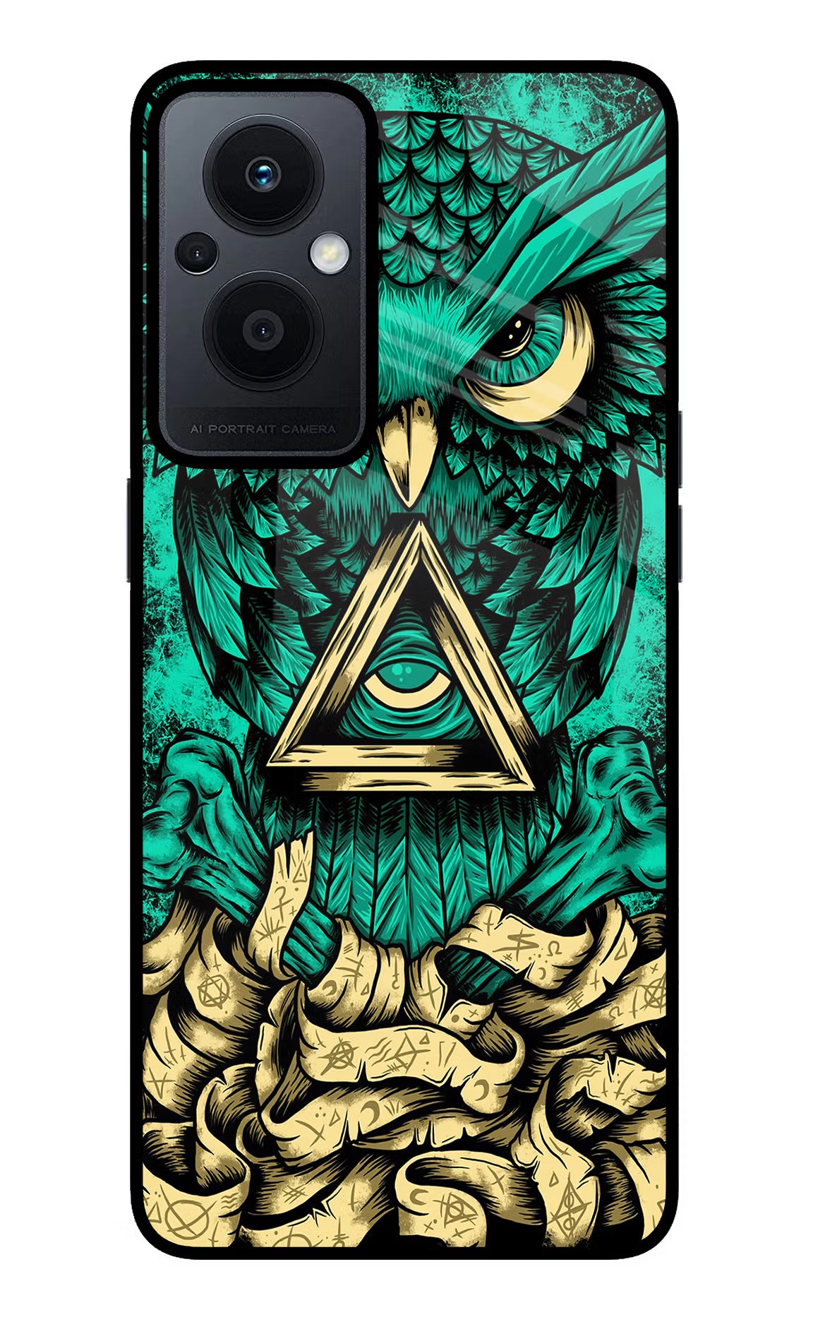Green Owl Oppo F21 Pro 5G Glass Case Back Cover by Casekaro