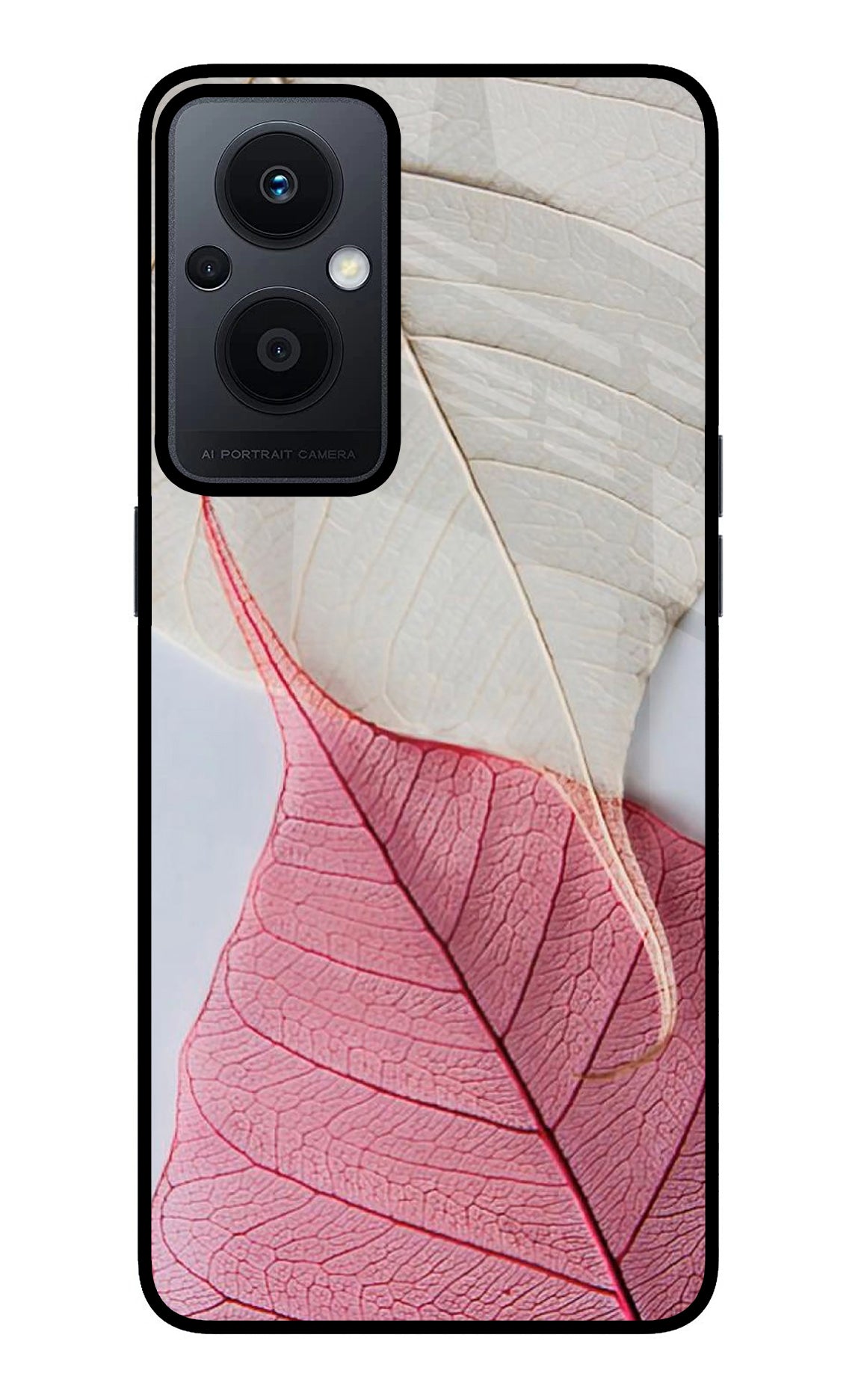 White Pink Leaf Oppo F21 Pro 5G Glass Case