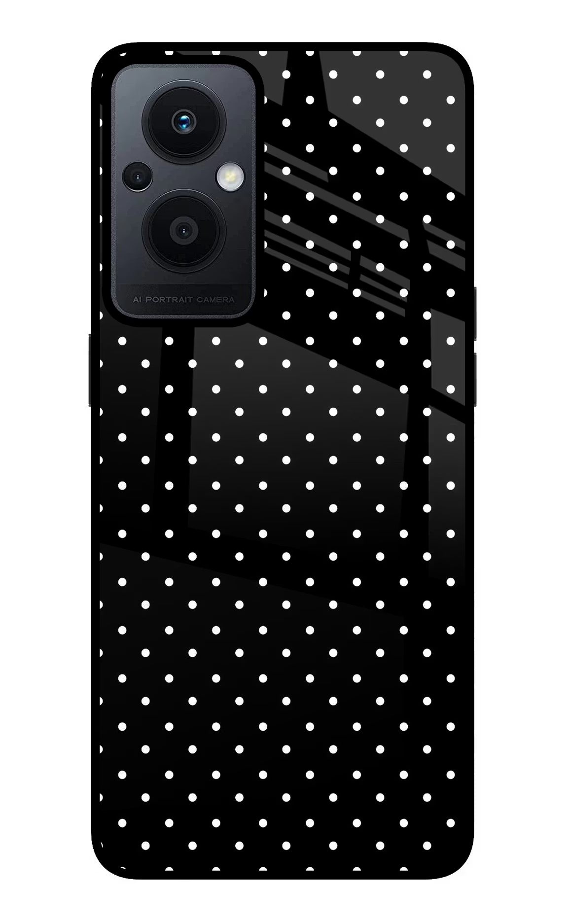 White Dots Oppo F21 Pro 5G Glass Case Back Cover by Casekaro