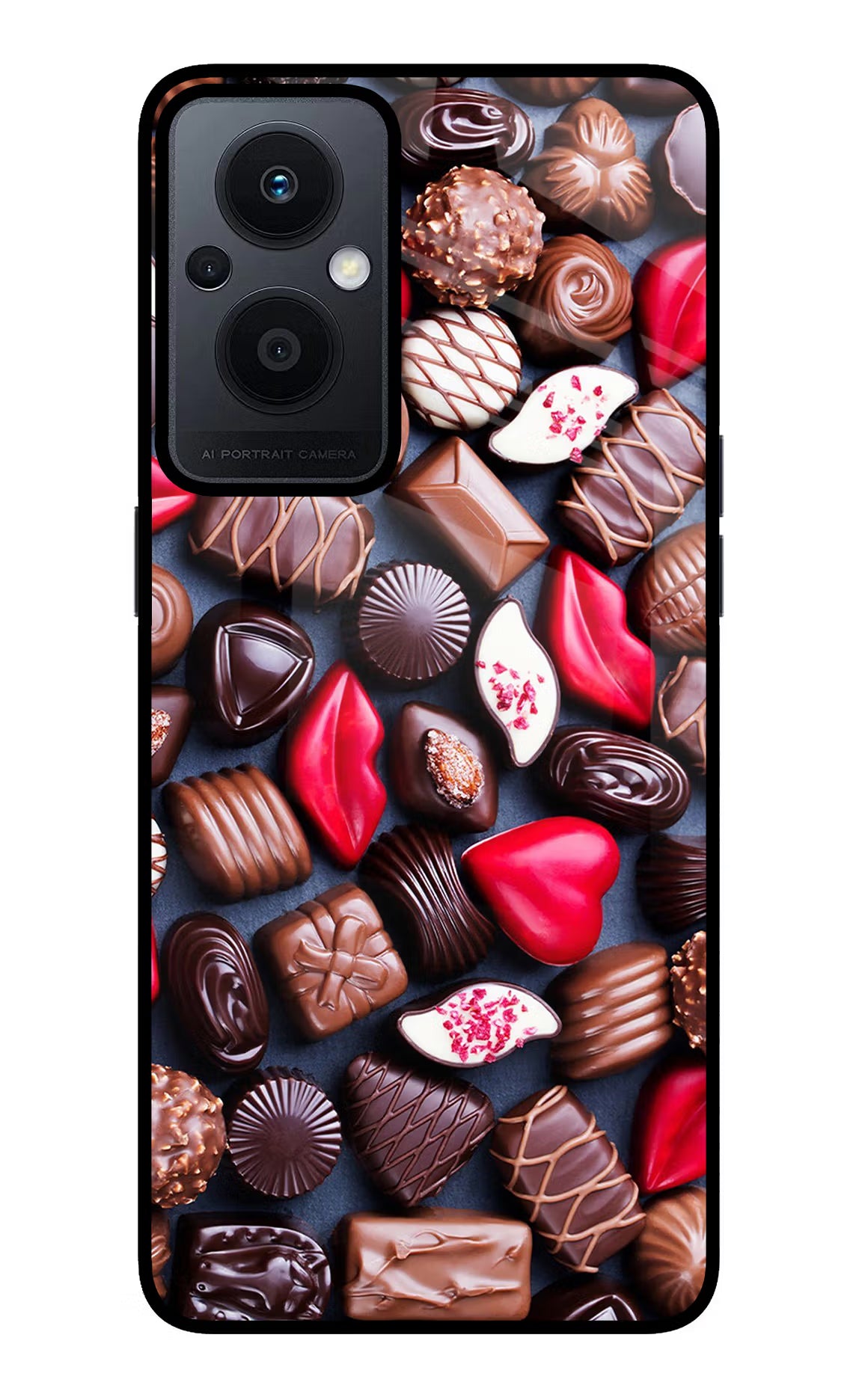 Chocolates Oppo F21 Pro 5G Glass Case Back Cover by Casekaro
