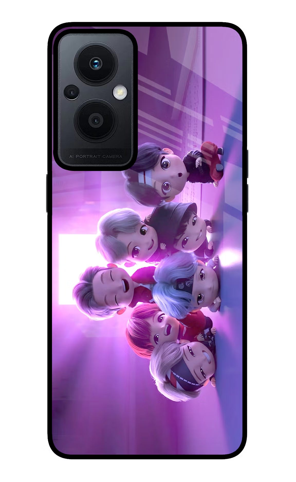 BTS Chibi Oppo F21 Pro 5G Glass Case Back Cover by Casekaro