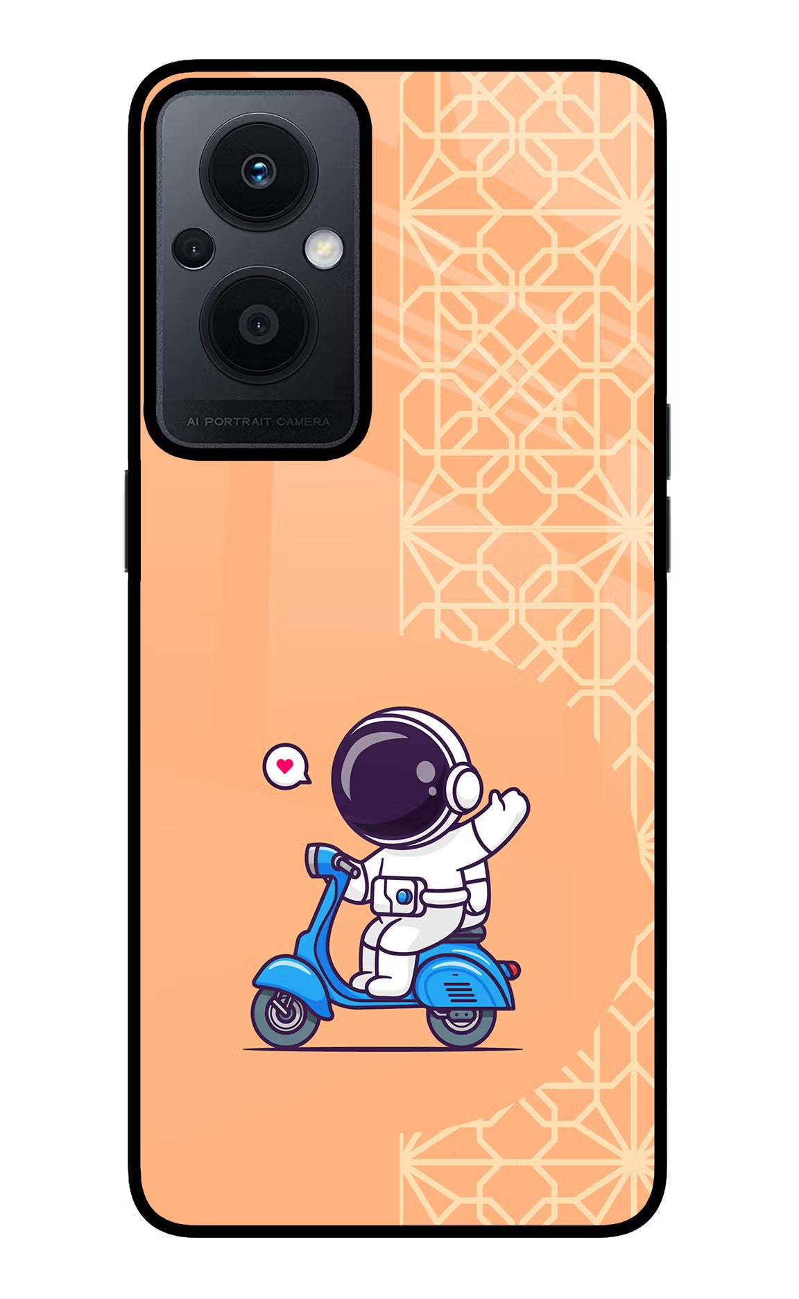 Cute Astronaut Riding Oppo F21 Pro 5G Glass Case Back Cover by Casekaro