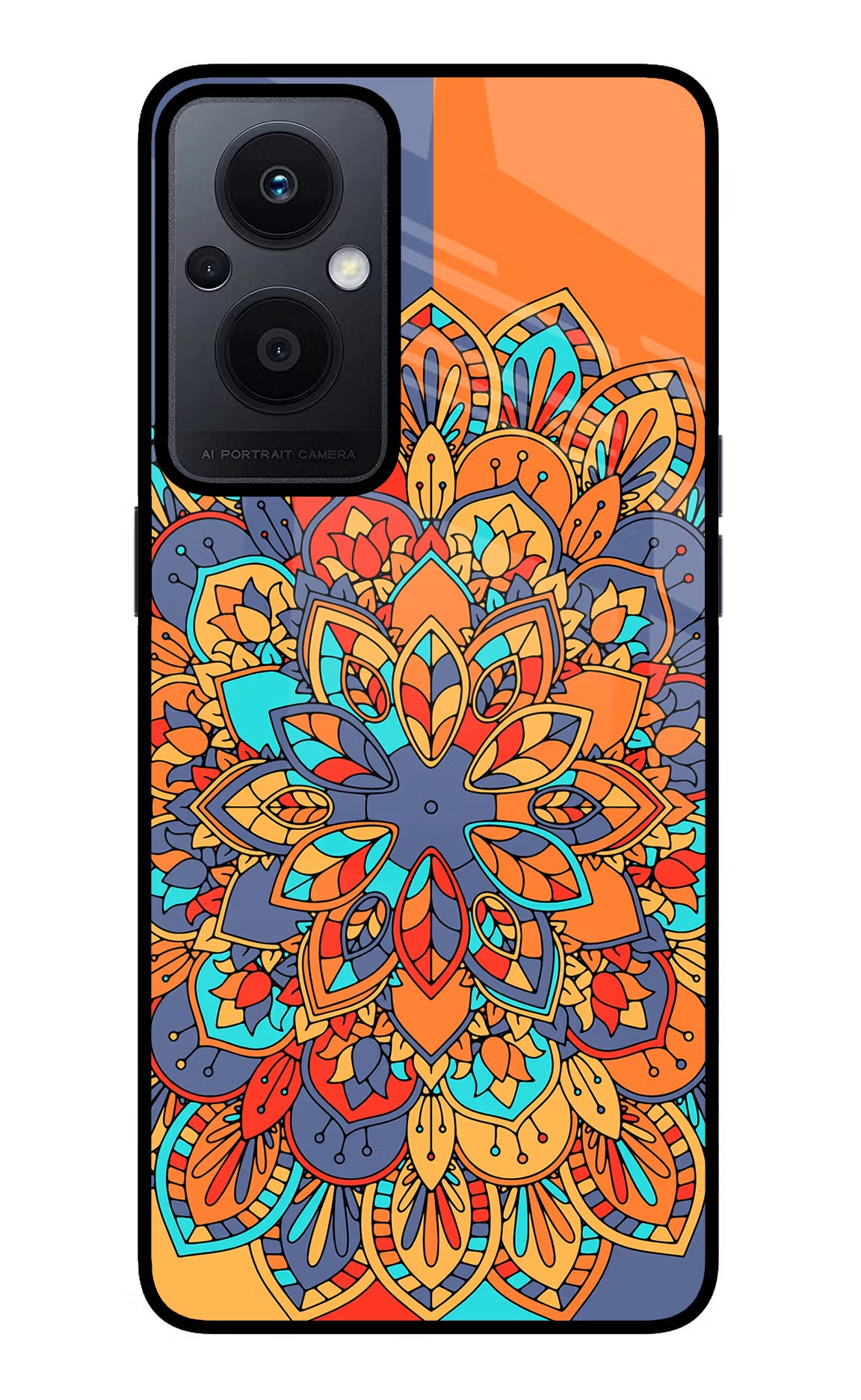 Color Mandala Oppo F21 Pro 5G Glass Case Back Cover by Casekaro