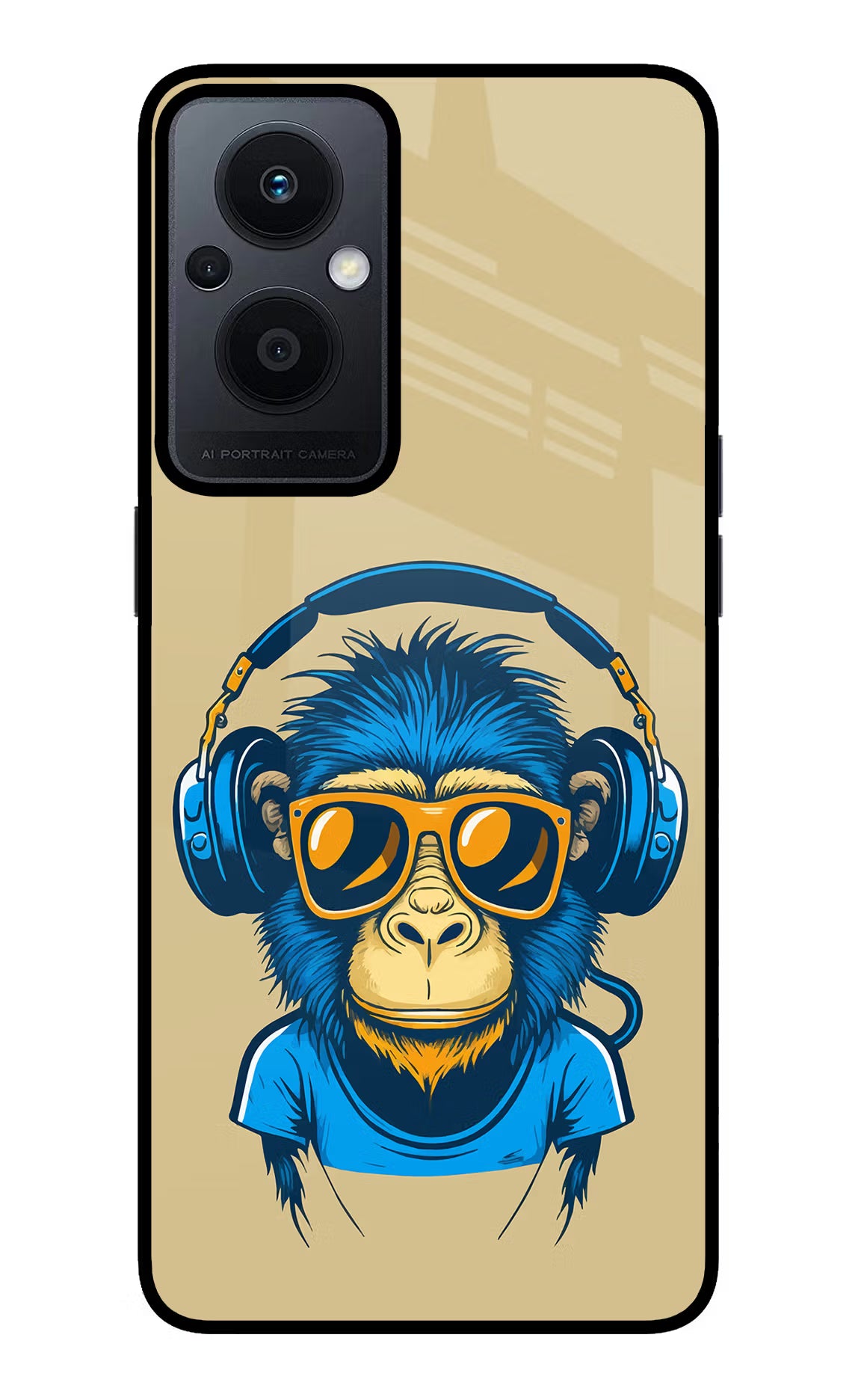 Monkey Headphone Oppo F21 Pro 5G Glass Case Back Cover by Casekaro