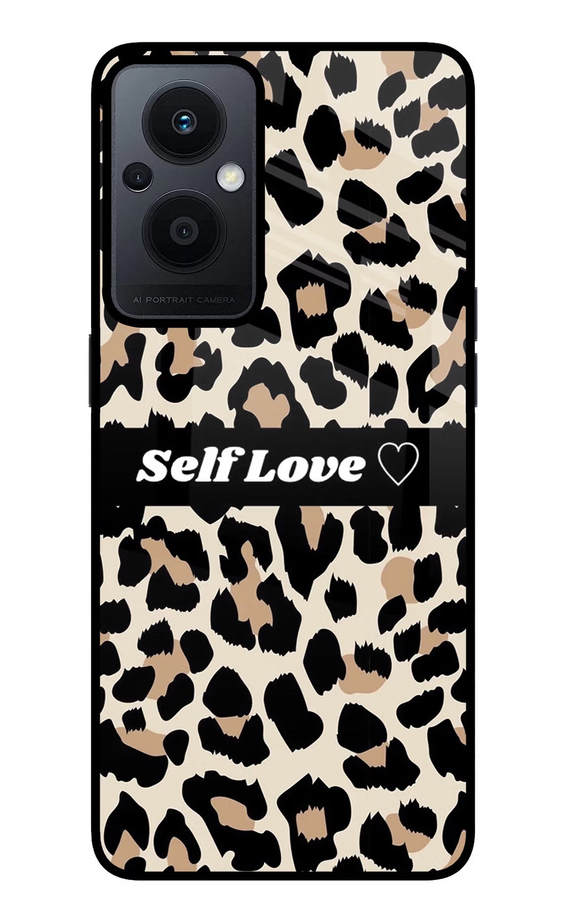 Leopard Print Self Love Oppo F21 Pro 5G Glass Case Back Cover by Casekaro