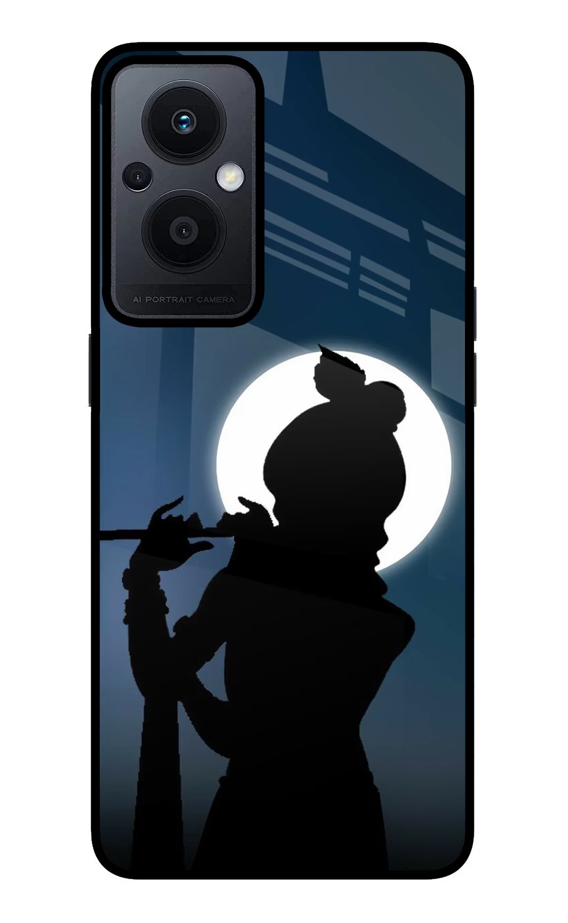 Shri Krishna Silhouette Oppo F21 Pro 5G Glass Case Back Cover by Casekaro