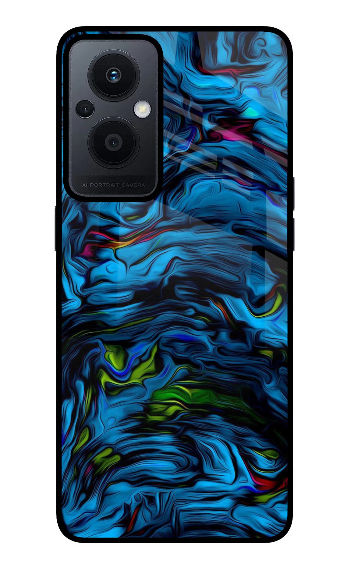 Dark Blue Abstract Oppo F21 Pro 5G Glass Case Back Cover by Casekaro