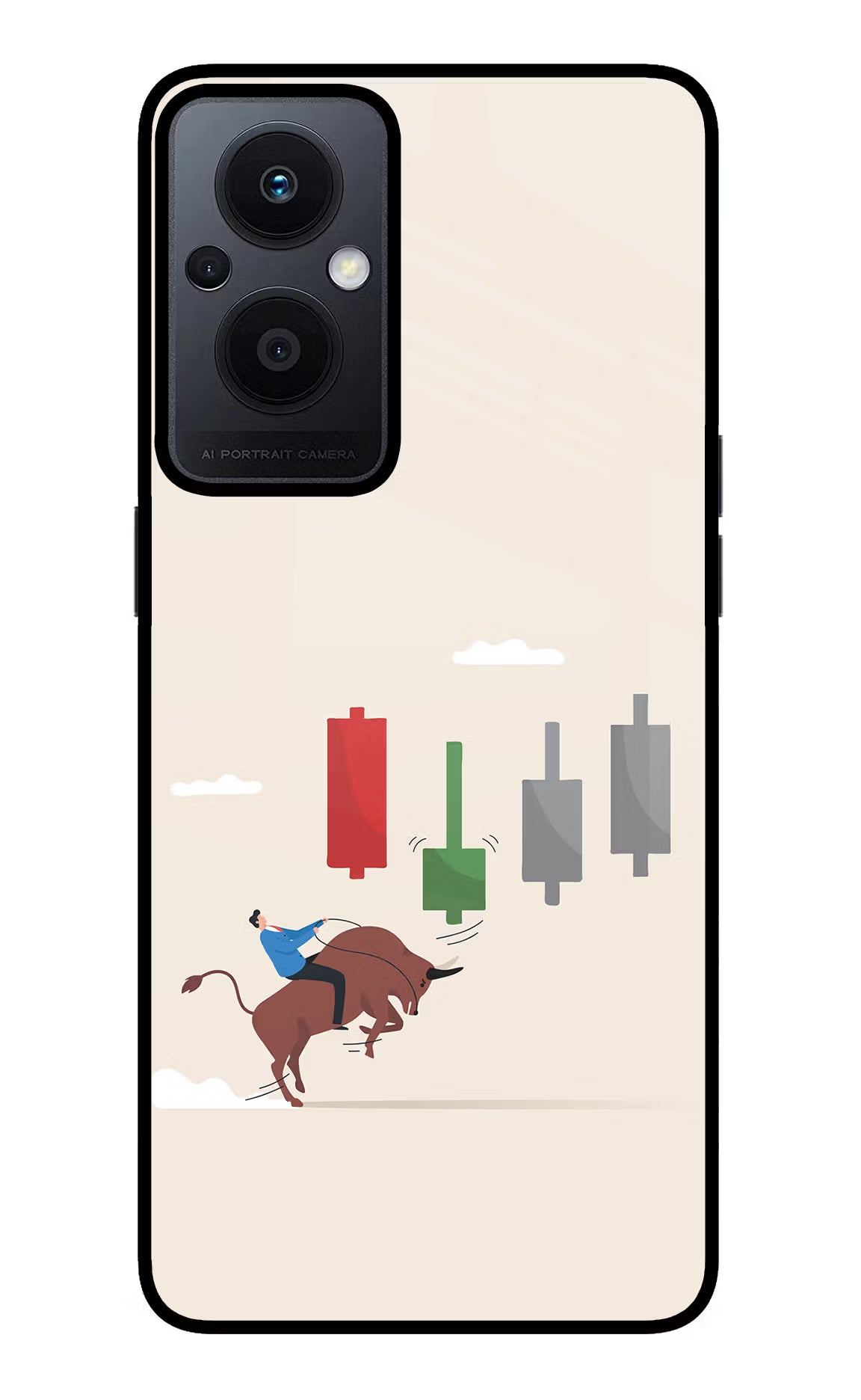 Bull Trading Momentum Oppo F21 Pro 5G Glass Case Back Cover by Casekaro