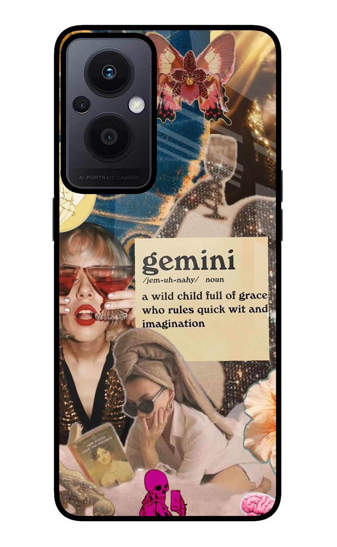 Gemini Zodiac Oppo F21 Pro 5G Glass Case Back Cover by Casekaro