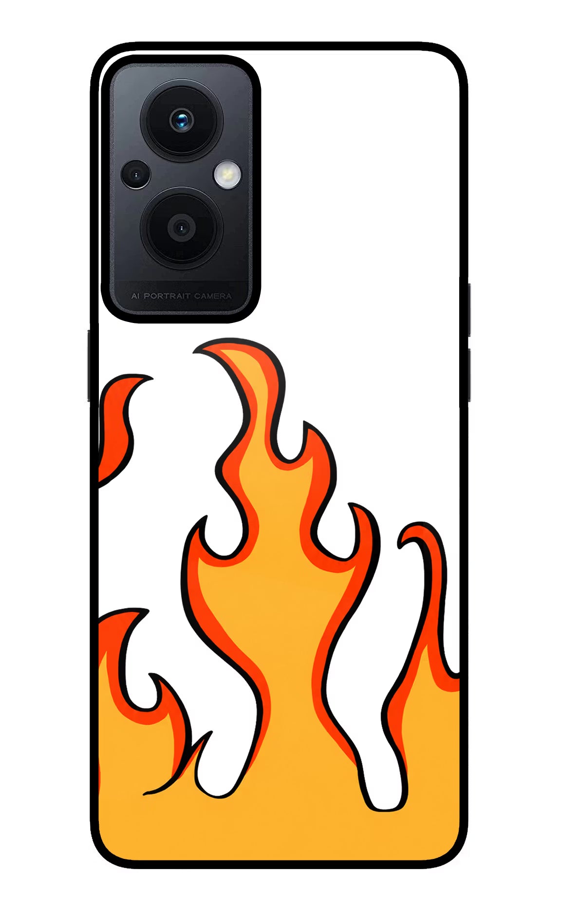 Fired Up – White Oppo F21 Pro 5G Glass Case Back Cover by Casekaro