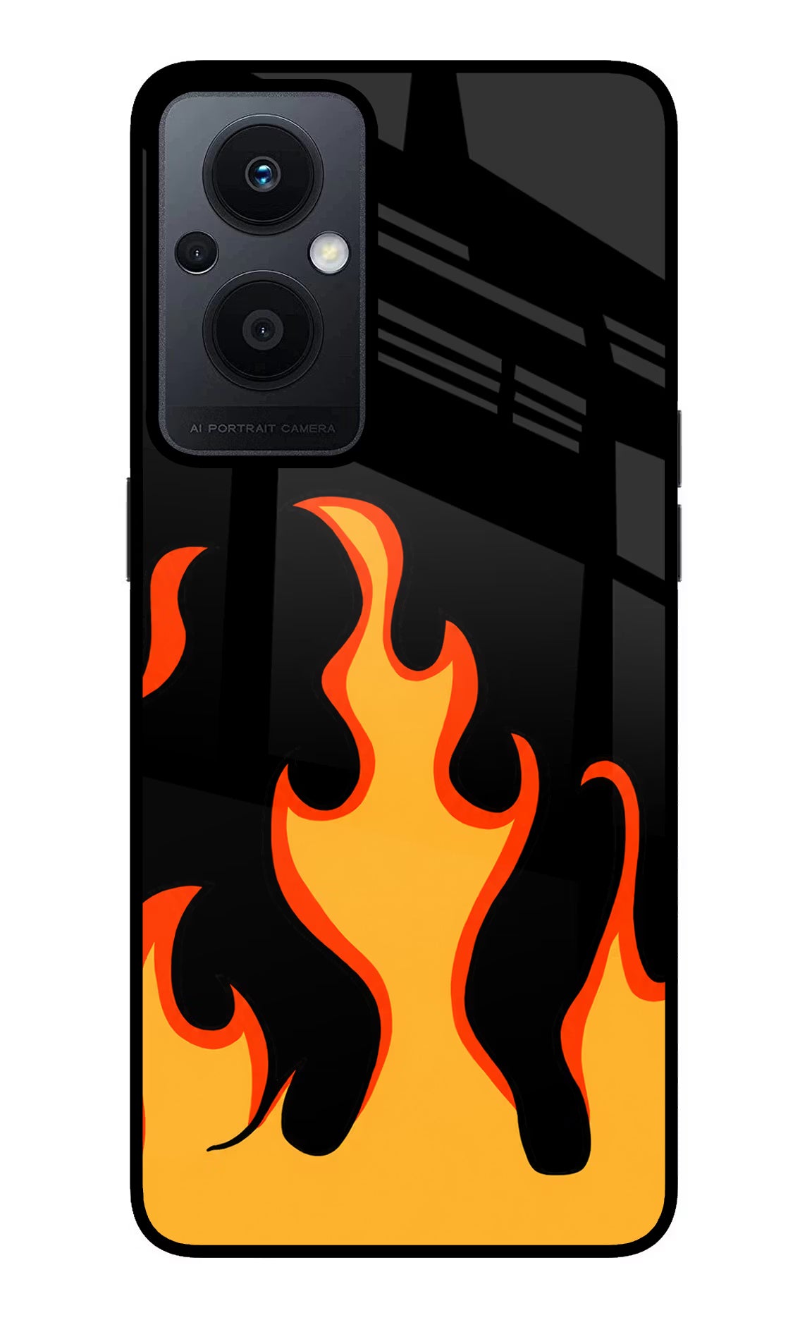 Fired Up – Black Oppo F21 Pro 5G Glass Case Back Cover by Casekaro