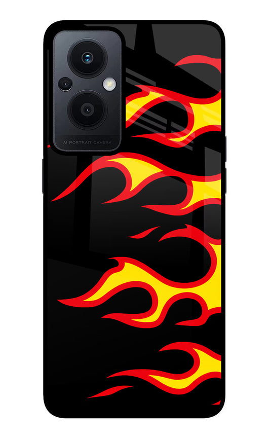 Side Sweep Flames Oppo F21 Pro 5G Glass Case