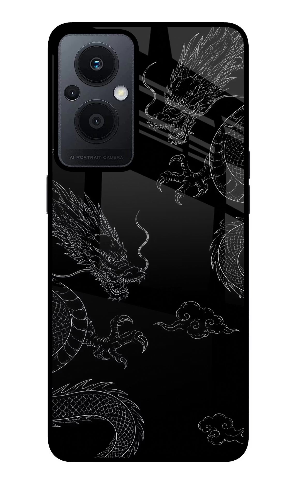 Twin Dragons Oppo F21 Pro 5G Glass Case Back Cover by Casekaro