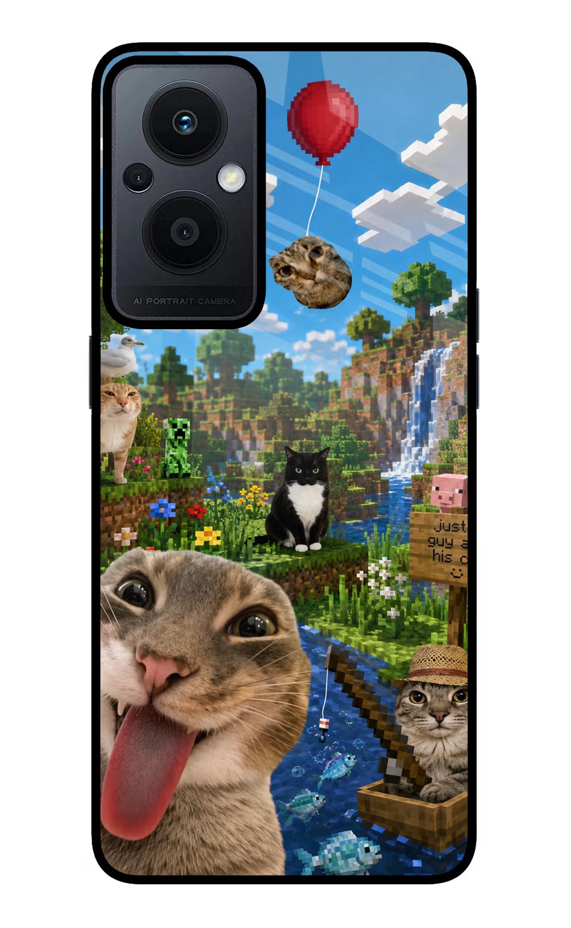 Minecraft Cat Chaos Oppo F21 Pro 5G Glass Case