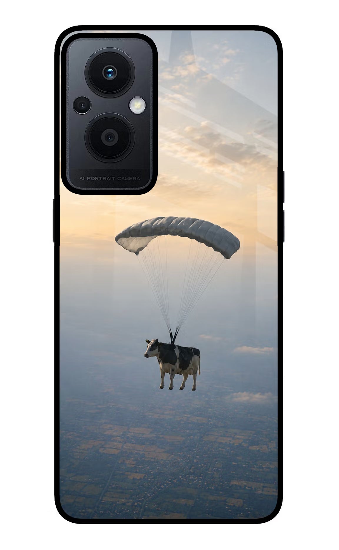 Skydiving Cow Oppo F21 Pro 5G Glass Case