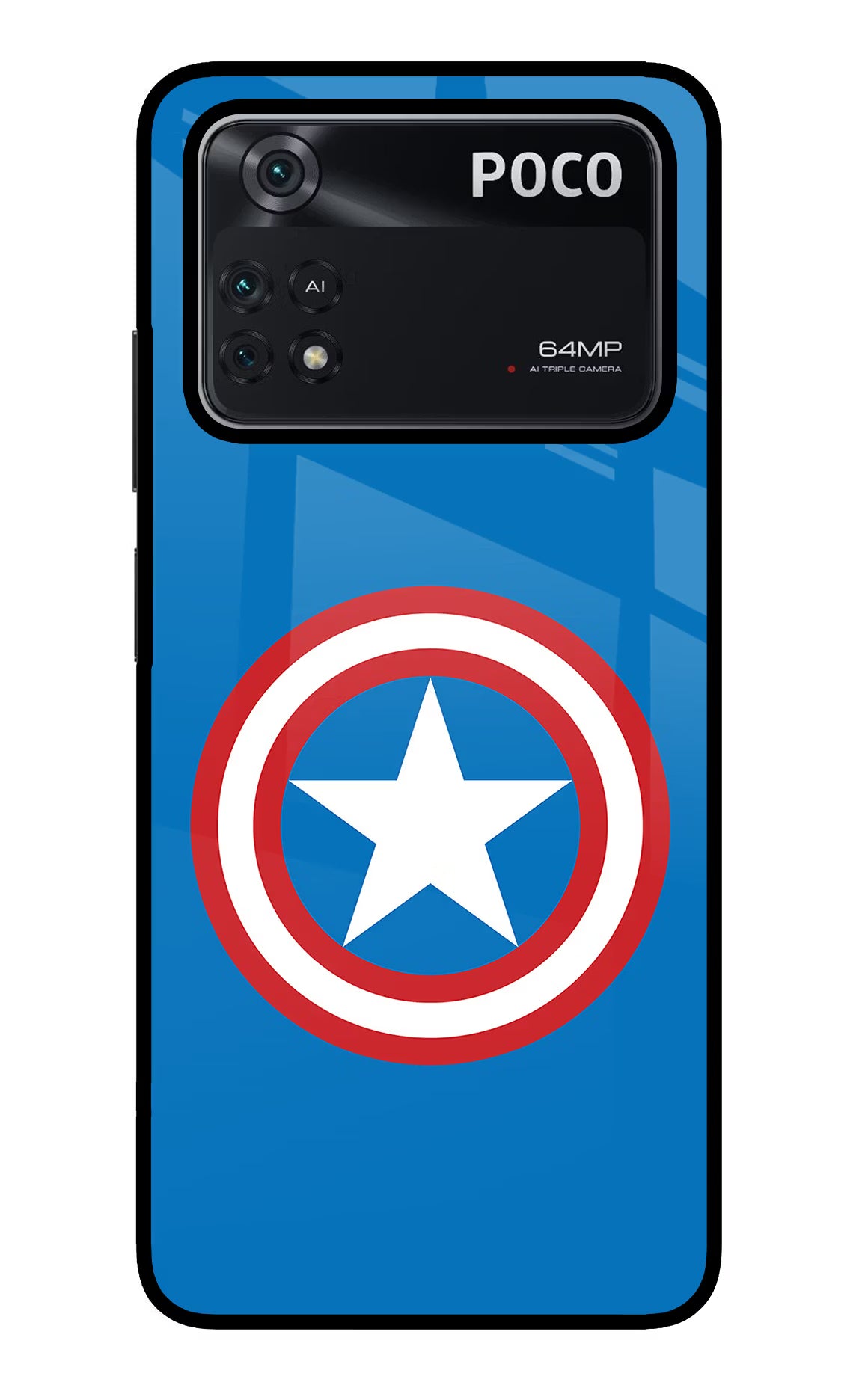 Captain America Logo Poco M4 Pro 4G Glass Case