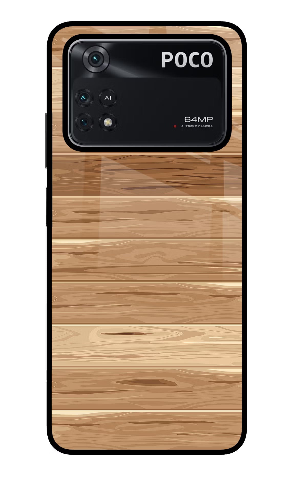 Wooden Vector Poco M4 Pro 4G Glass Case