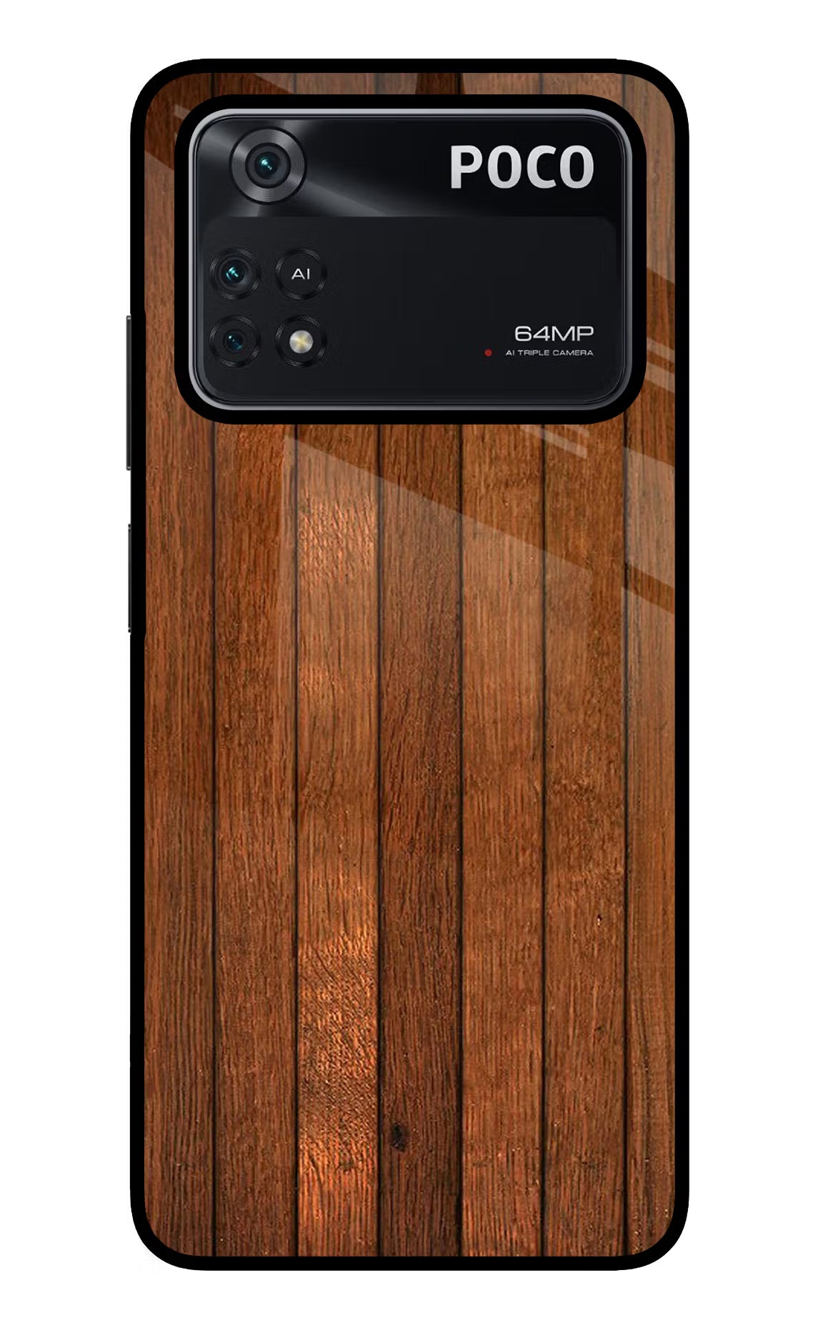 Wooden Artwork Bands Poco M4 Pro 4G Glass Case
