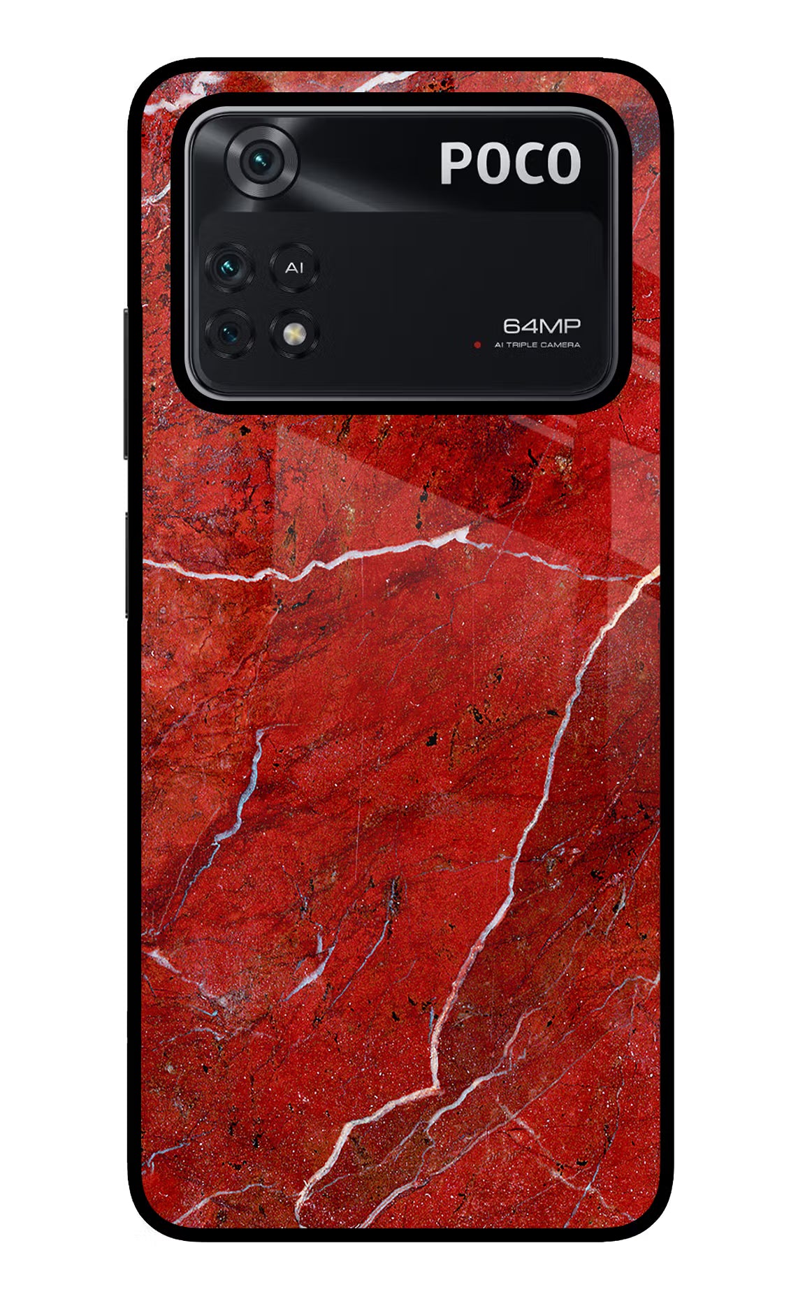 Red Marble Design Poco M4 Pro 4G Glass Case
