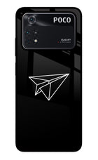 Paper Plane White Poco M4 Pro 4G Glass Case