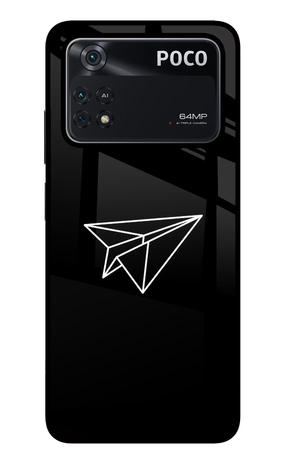 Paper Plane White Poco M4 Pro 4G Glass Case