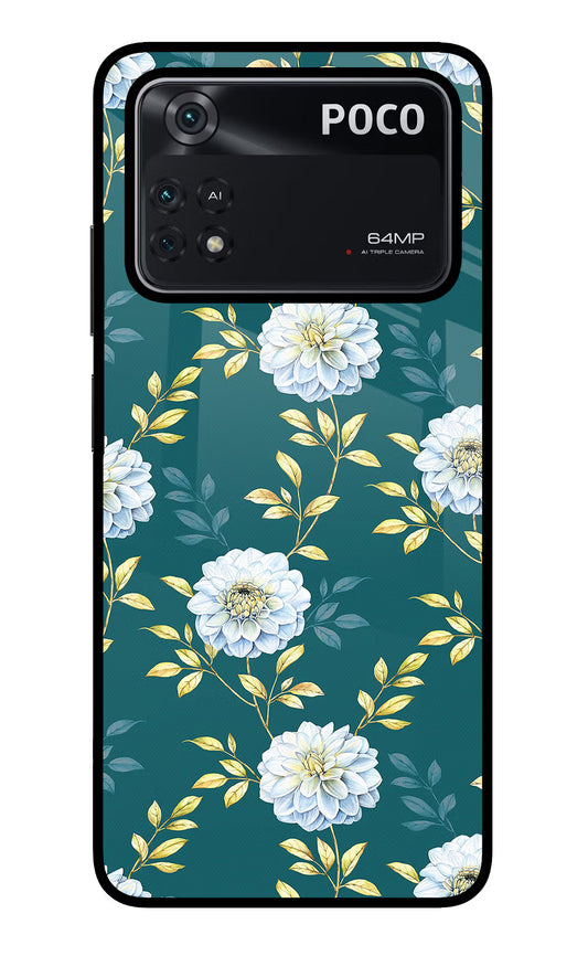 Flowers Poco M4 Pro 4G Glass Case