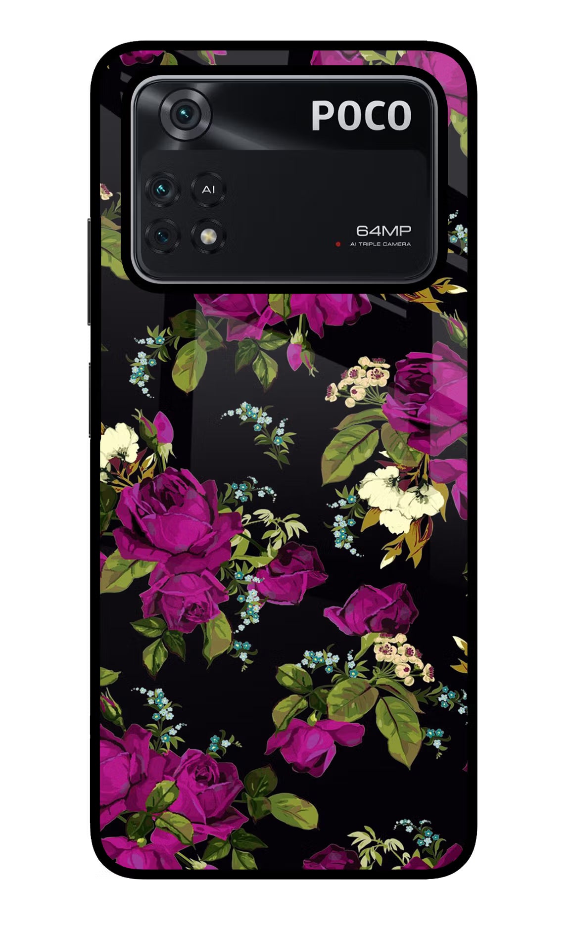 Flowers Poco M4 Pro 4G Glass Case