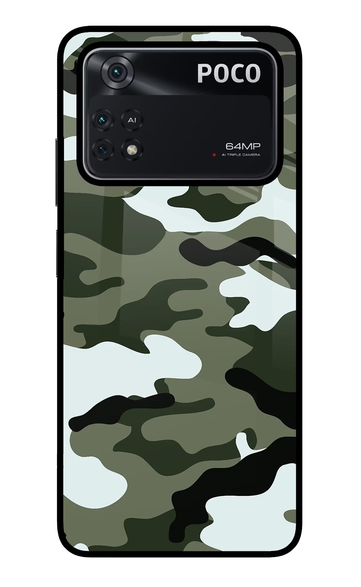 Camouflage Poco M4 Pro 4G Glass Case