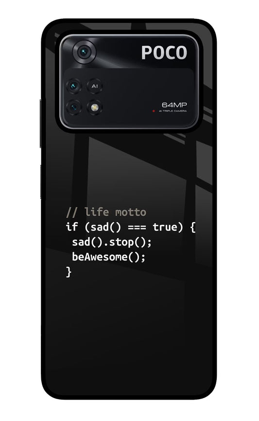 Life Motto Code Poco M4 Pro 4G Glass Case