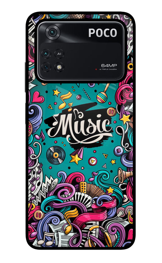 Music Graffiti Poco M4 Pro 4G Glass Case
