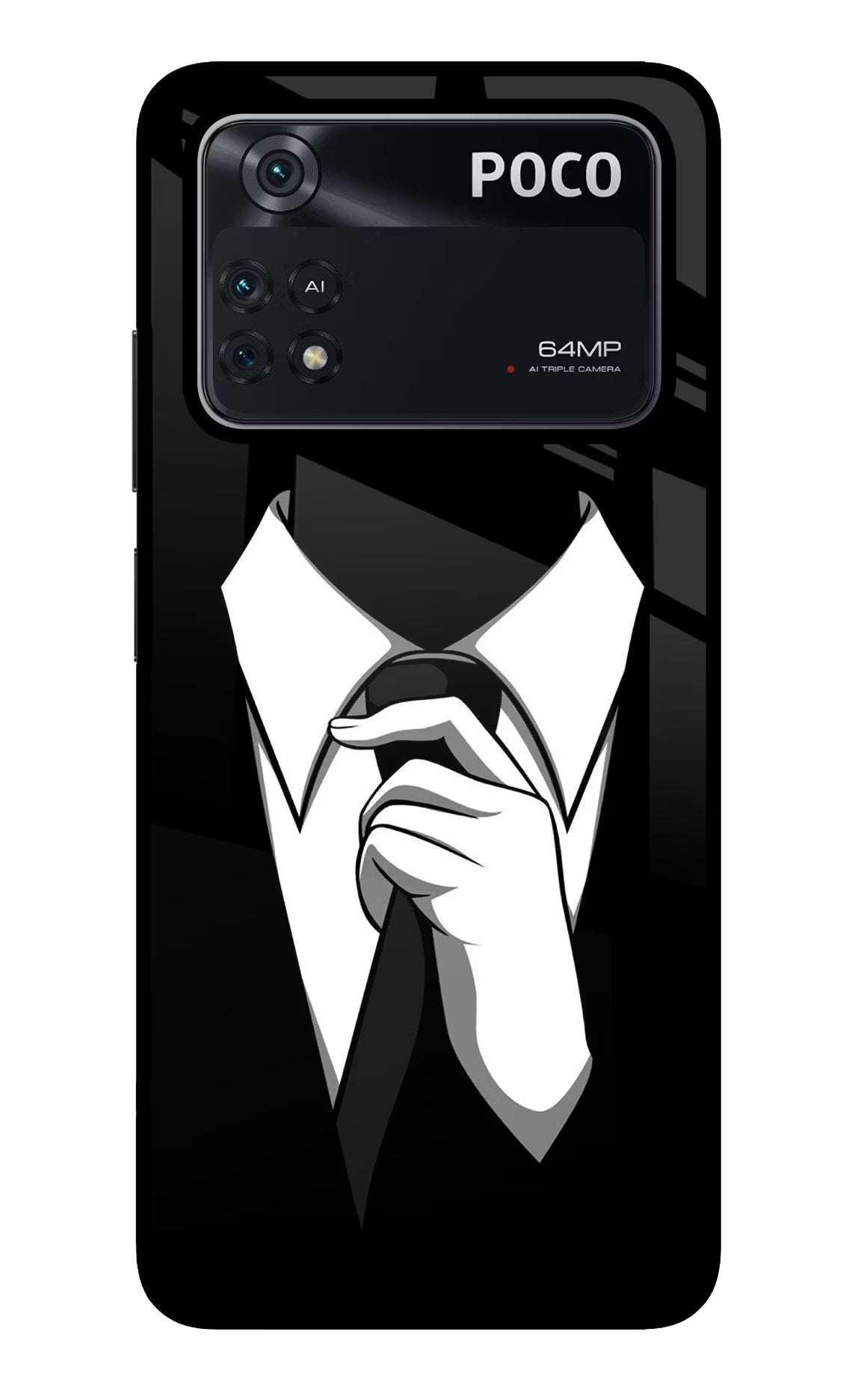 Black Tie Poco M4 Pro 4G Glass Case