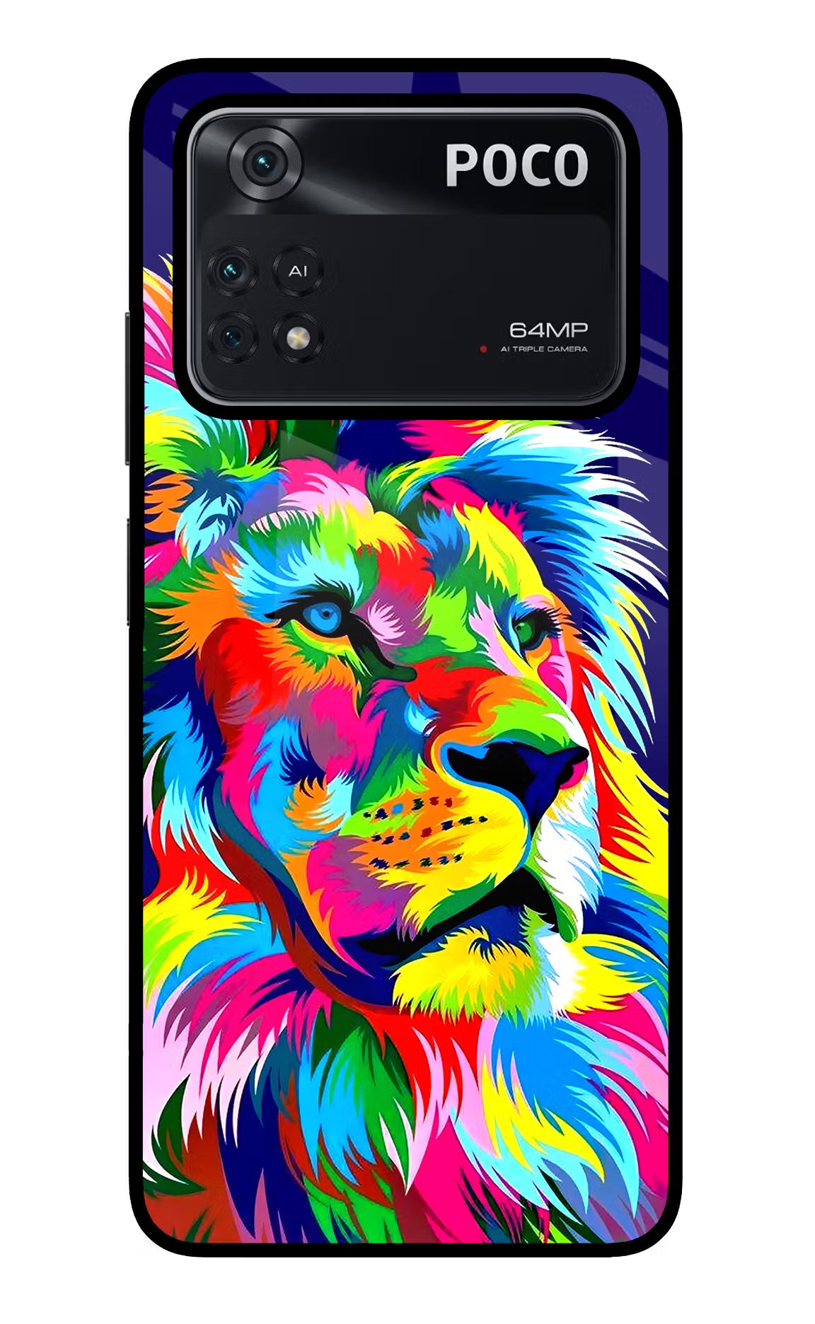 Vector Art Lion Poco M4 Pro 4G Glass Case