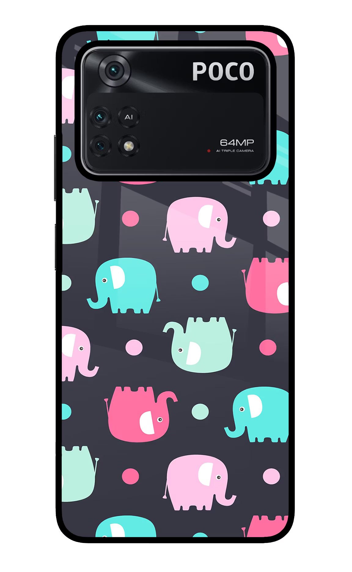 Elephants Poco M4 Pro 4G Glass Case