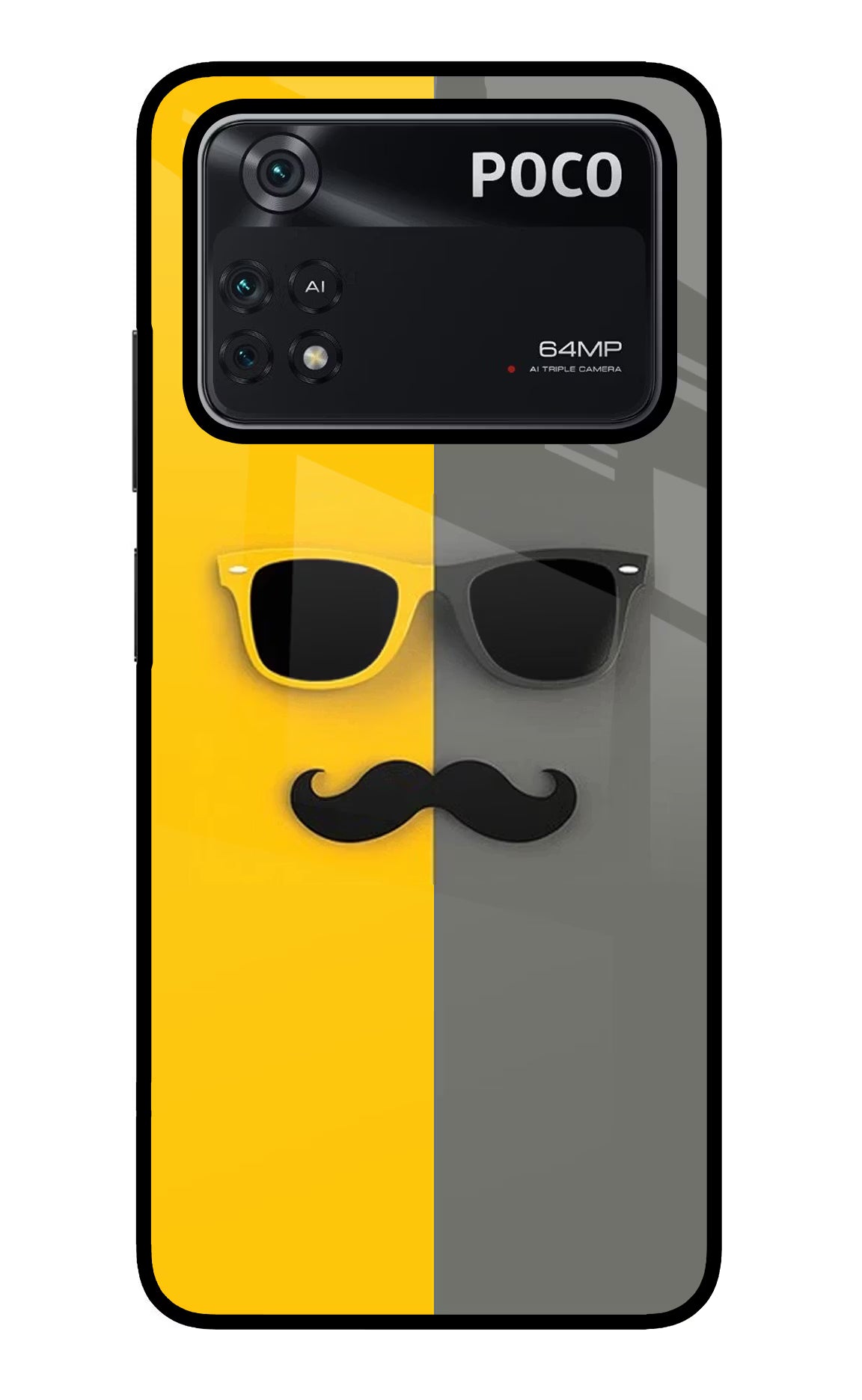 Sunglasses with Mustache Poco M4 Pro 4G Glass Case