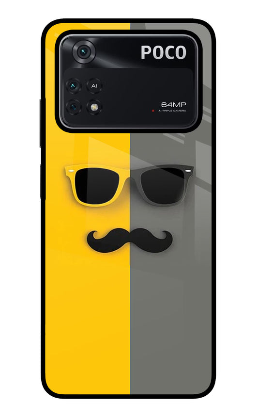 Sunglasses with Mustache Poco M4 Pro 4G Glass Case