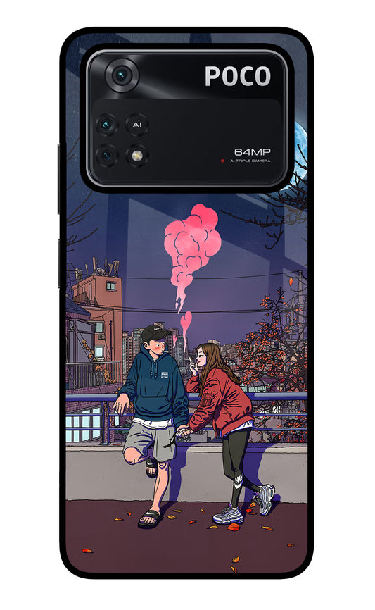 Chilling Couple Poco M4 Pro 4G Glass Case