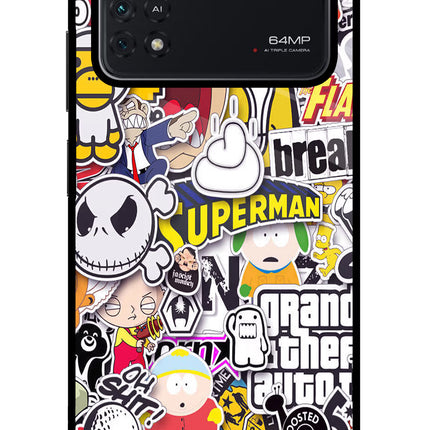 Sticker Bomb Poco M4 Pro 4G Glass Case