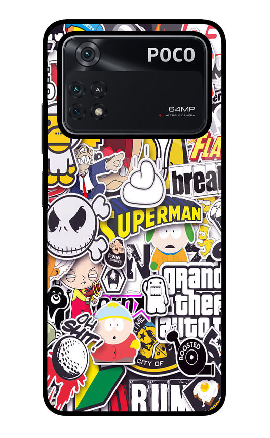 Sticker Bomb Poco M4 Pro 4G Glass Case