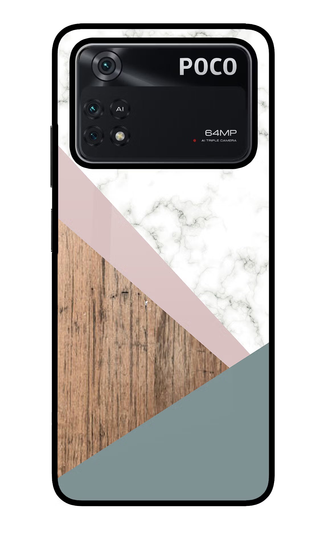 Marble wood Abstract Poco M4 Pro 4G Glass Case