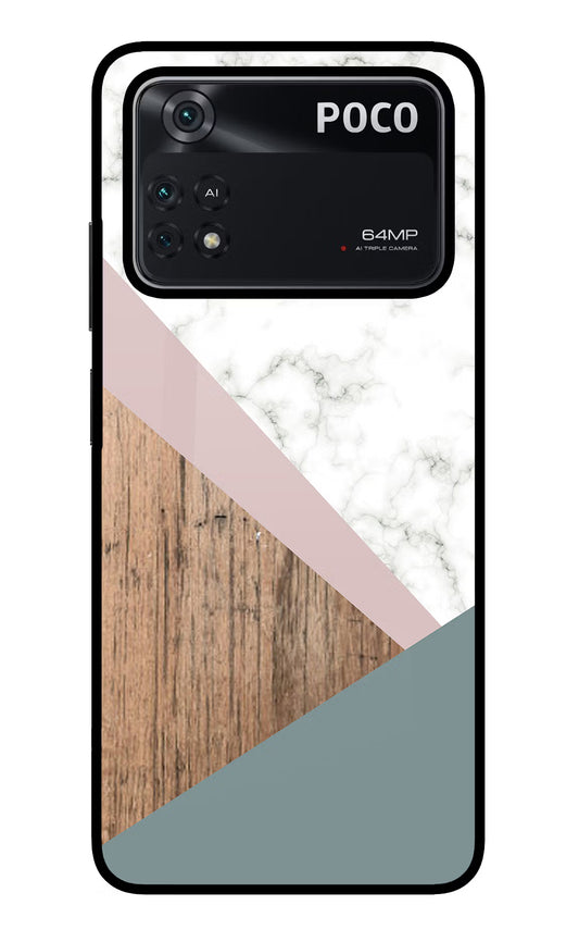Marble wood Abstract Poco M4 Pro 4G Glass Case