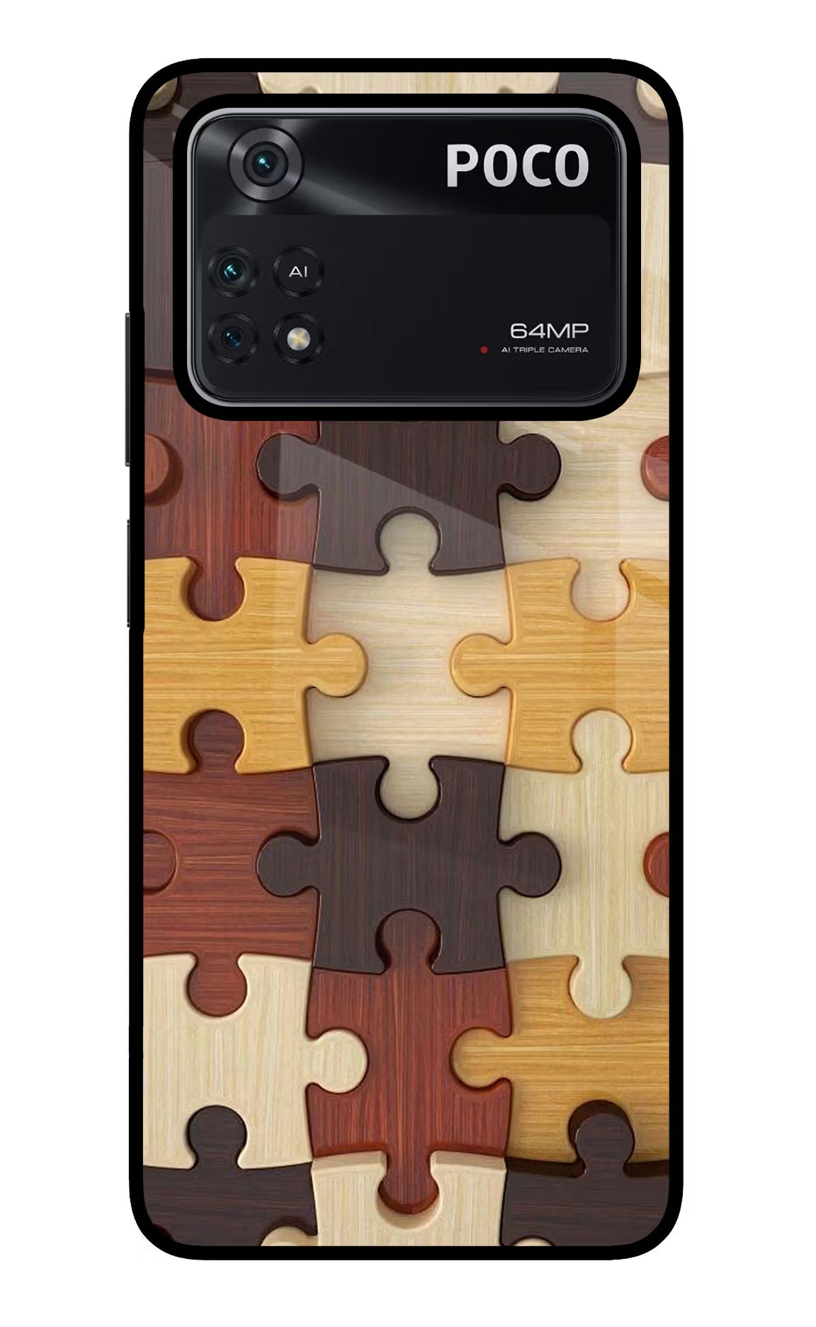 Wooden Puzzle Poco M4 Pro 4G Glass Case