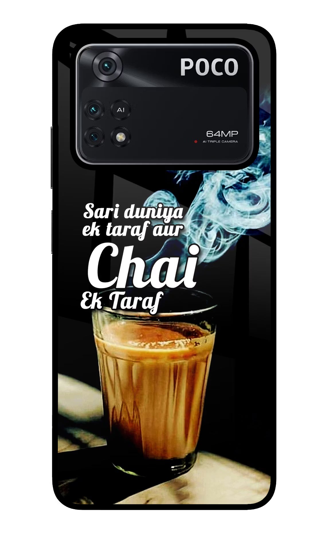 Chai Ek Taraf Quote Poco M4 Pro 4G Glass Case