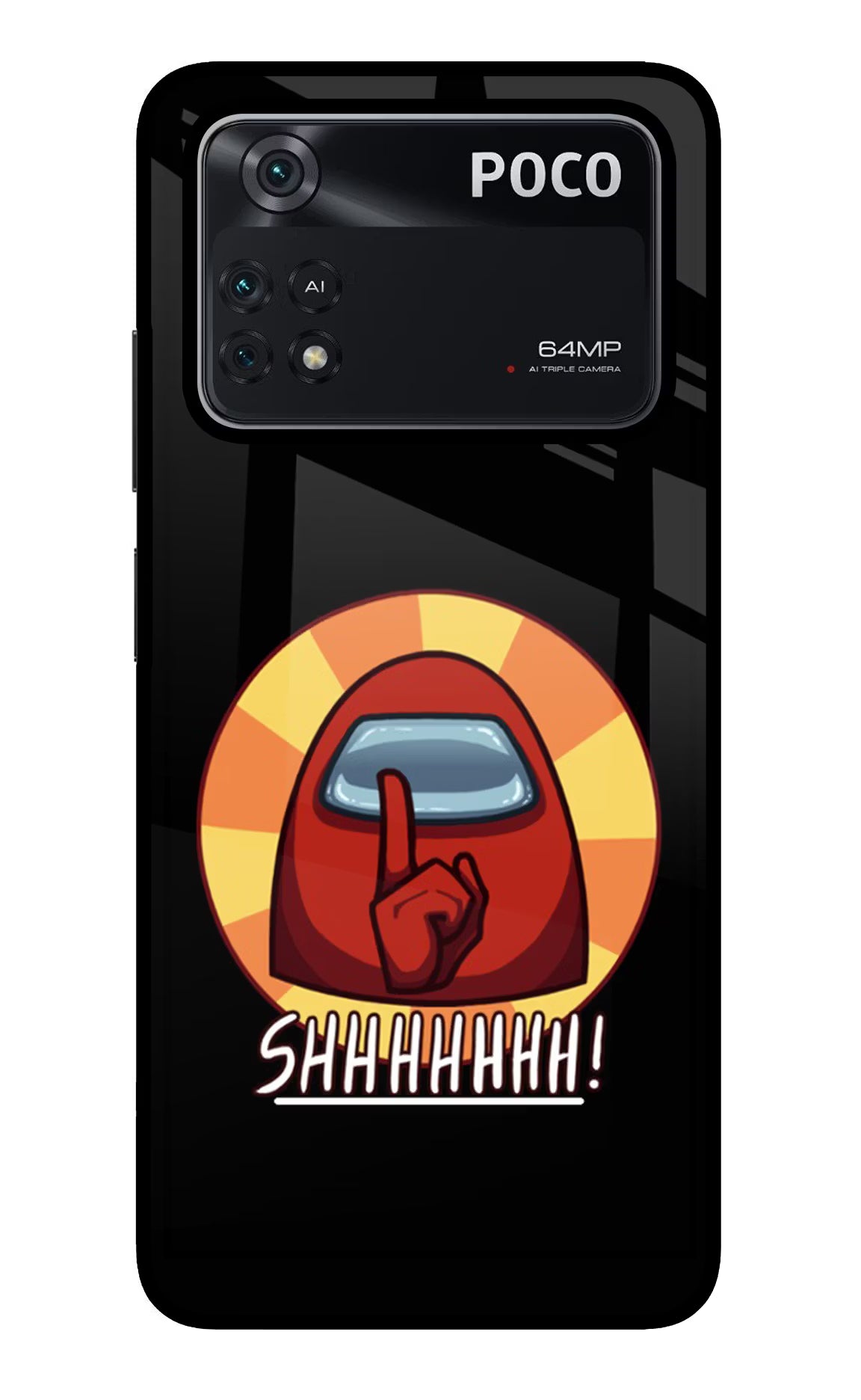 Among Us Shhh! Poco M4 Pro 4G Glass Case