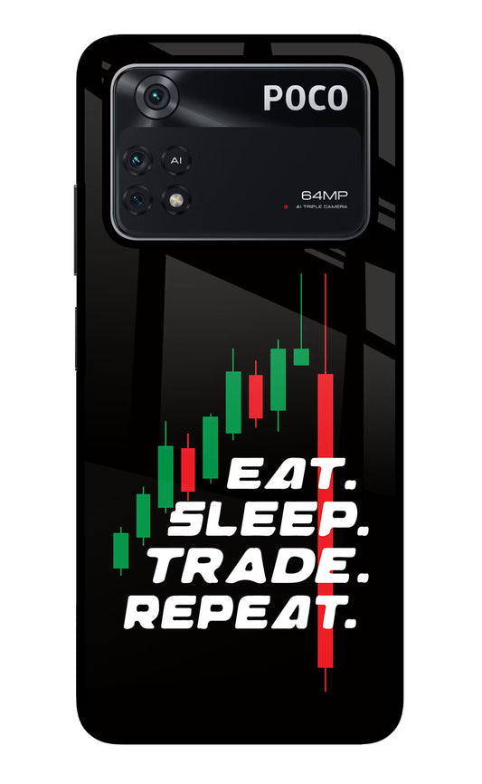 Eat Sleep Trade Repeat Poco M4 Pro 4G Glass Case